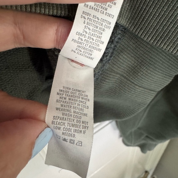 Aerie Olive V-Neck Cropped Sweatshirt - Picture 5 of 5